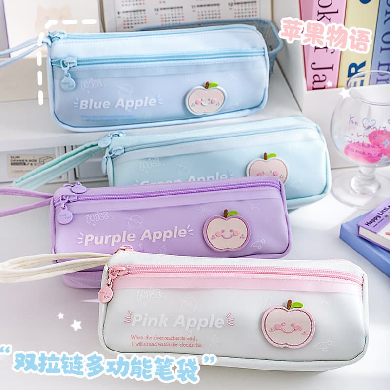 Estojo de lápis de cor contrastante de Macaron fofo de alto valor, bolsa de papelaria para estudantes, estilo ins, estoj