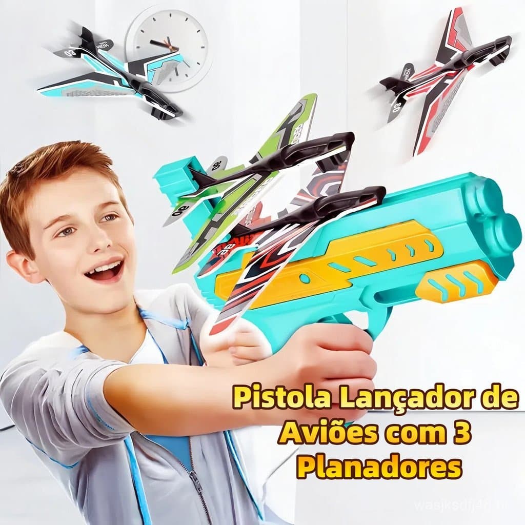 MEDOOSI ​ ​   Lançador de Aviões com 3 Planadores Coloridos de Espuma, Brinquedo para Crianças / Jovens