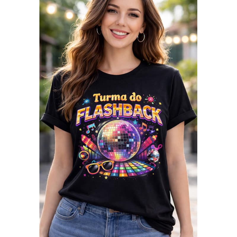 Camiseta unissex algodão anos 80 flashback baile festa algodão