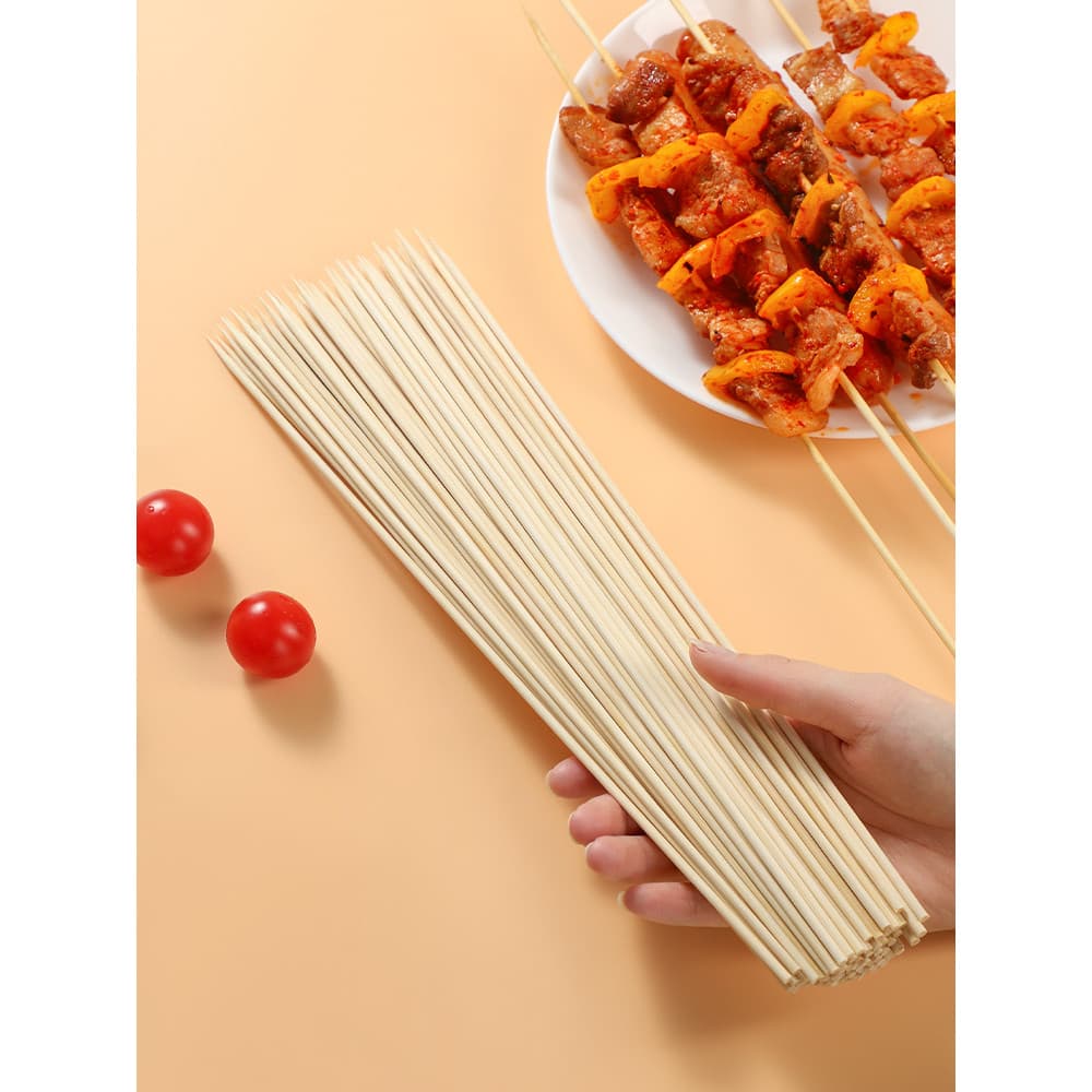 Meria churrasco varas de bambu espetos descartáveis espetos tigelas espetos de frango bambu varas de madeira de qualidad