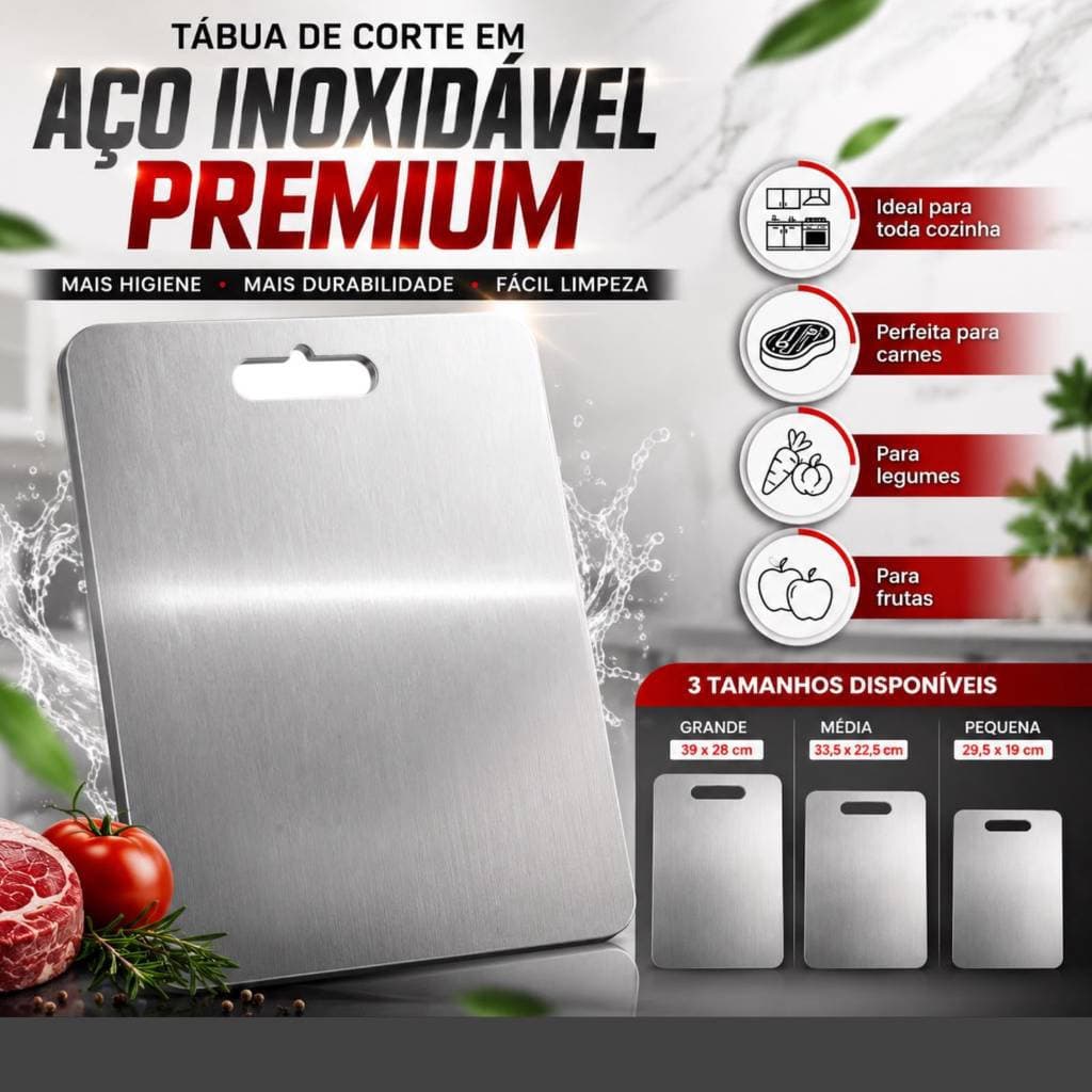 Tábua De Corte 304 De Aço Inoxidável Antibacteriana À Prova De Molde 46 cm Placa De Cozinha