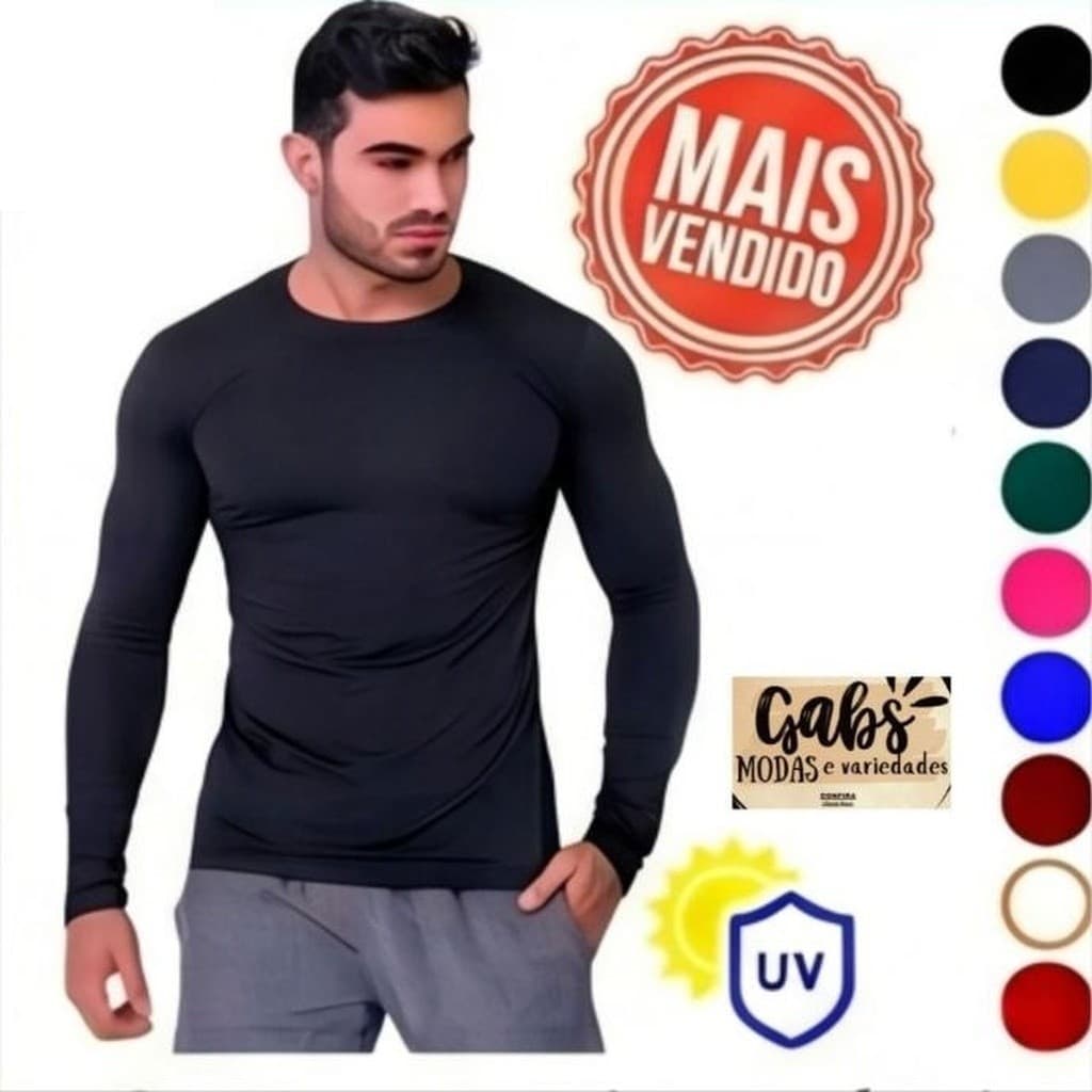 Camisa Térmica UV 50+ Segunda Pele Blusa Malha Fria Academia Esportes Corrida Unissex P M G GG