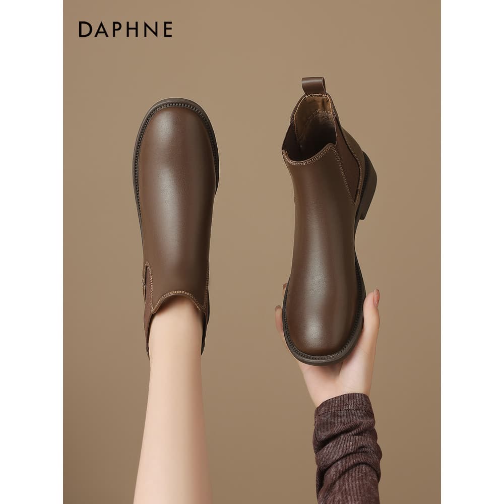 Daphne Chelsea botas femininas outono inverno 2026 novo estilo botas curtas planas botas Martin femininas sapatos de cou