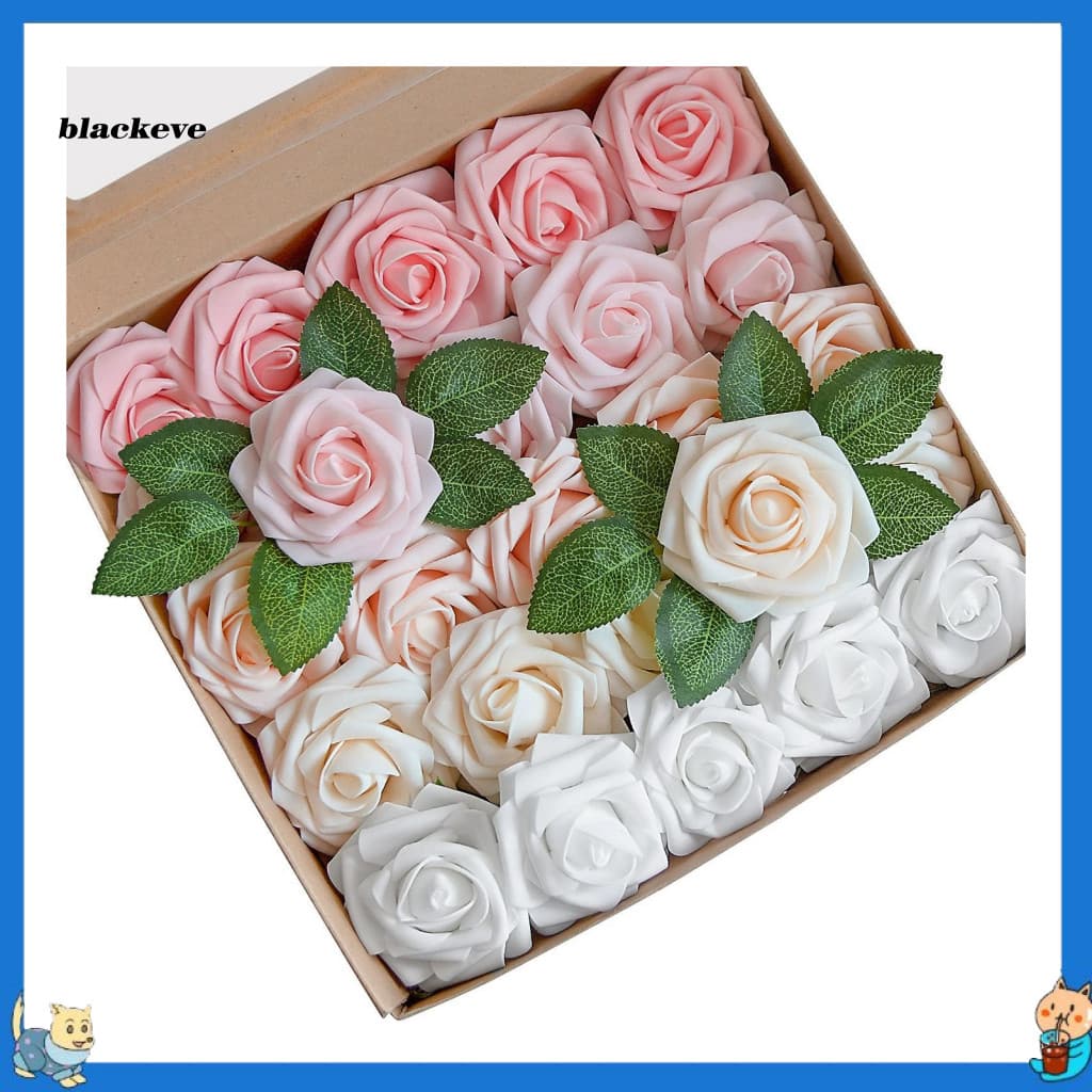 25 Pcs Real Touch Artificial Rose Flowers with Long Stems – Faux Silk Bouquet for Wedding Party Festival Decoration Ta