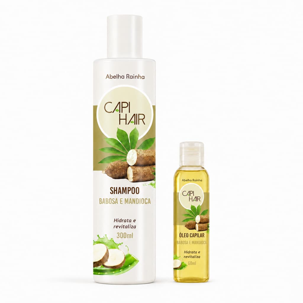 Kit Tratamento Capilar Babosa E Mandioca Abelha Rainha Shampoo E Óleo Capi Hair