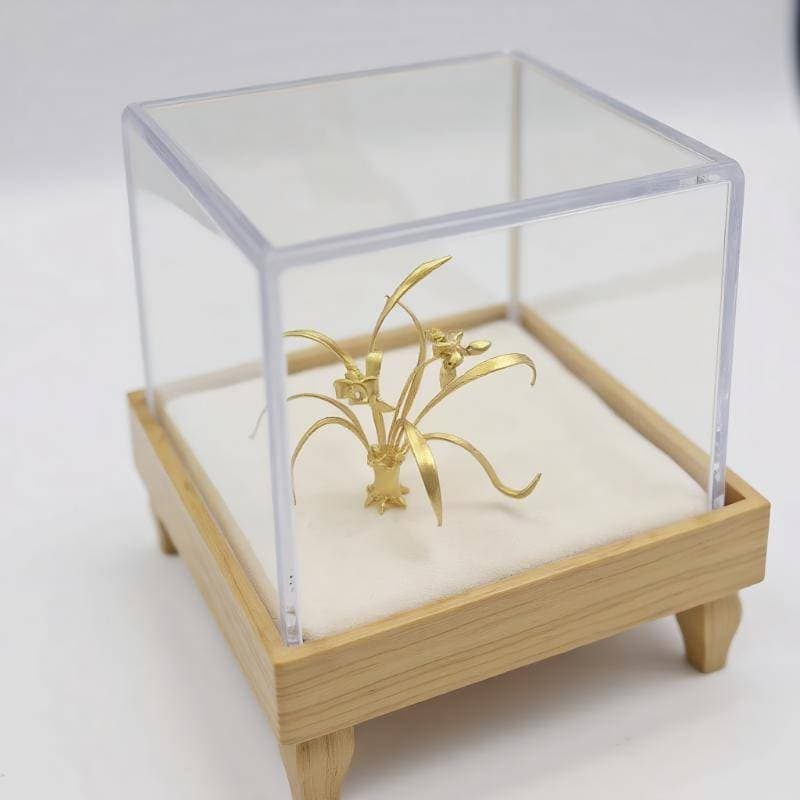 Estatueta Elegante De Orquídea Dourada – Decoração Chique De Mesa Floral Falsa Para Sala De Estar , Escritório E Ocasiõe