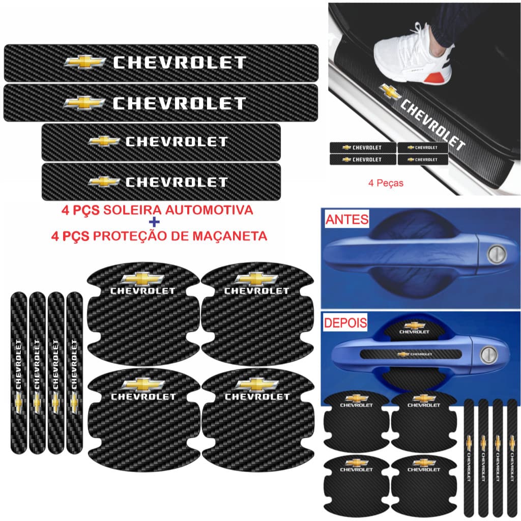 Kit Automotivo Soleira Chevrolet e Protetor de Maçaneta Universal todos os Carros da Marca