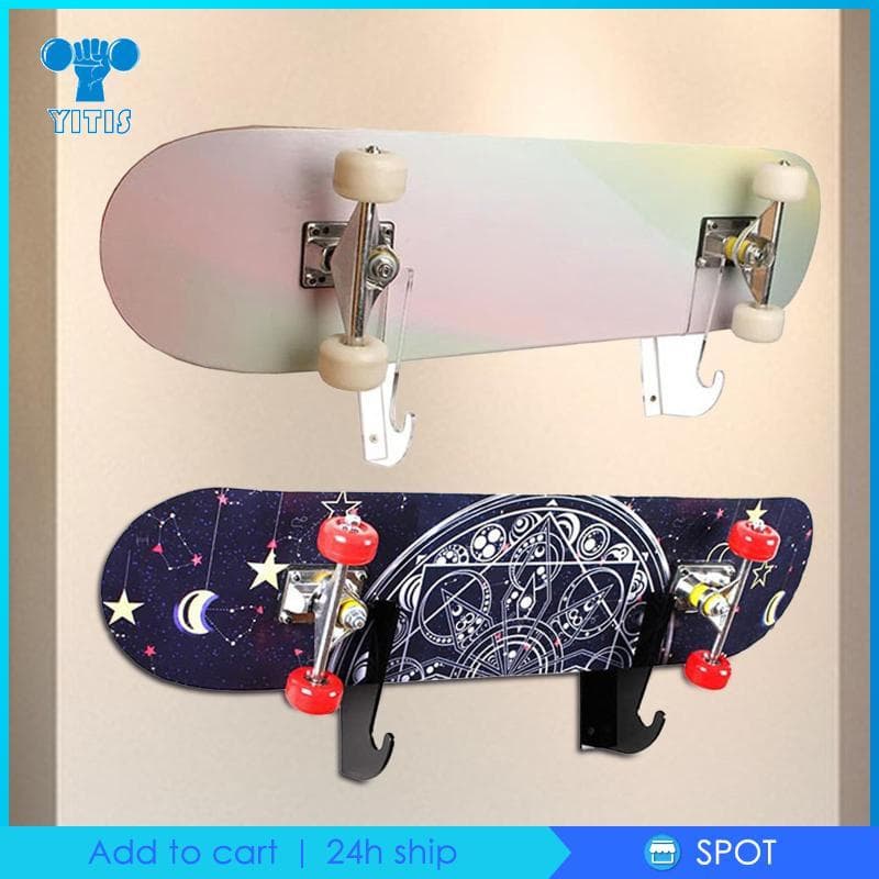 [Yitis] Rack De Parede Acrílico Para Skate , Suporte De Exibição De Camada Dupla Decks De Skates , Solução De Armazename