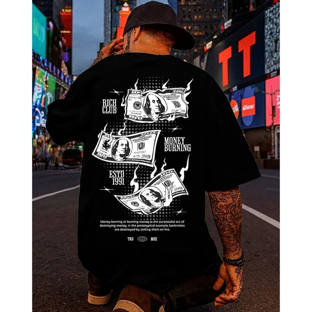 Camiseta Streetwear Masculina Estampada Money Cash Camisa 100% Algodão Premium