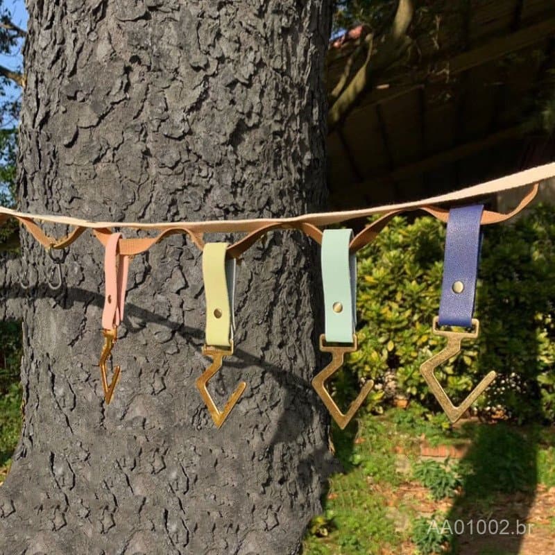 Em estoque: Organizador multifuncional de ganchos de couro para camping ao ar livre, estilo japonês e coreano, para arma