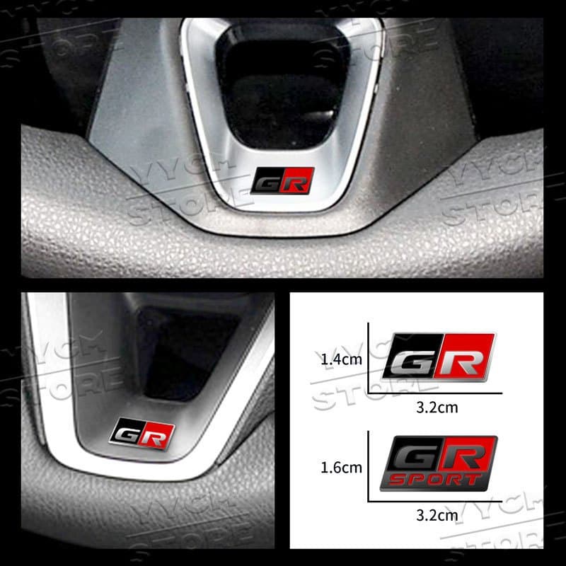 Emblema 3D GR Sport para Volante, Adesivo Esportivo para Carro Toyota 86 CHR RAV4 Corolla Cross Hilux Yaris 0047