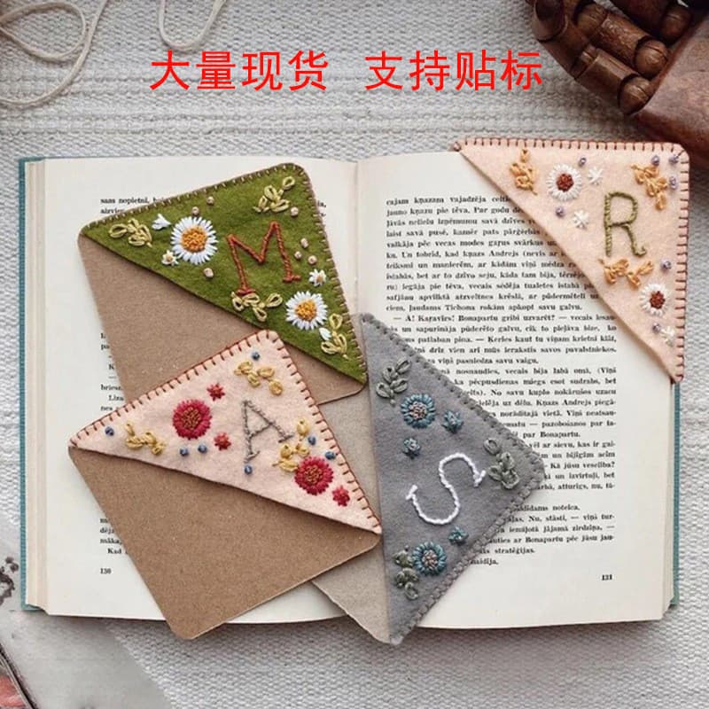 Marcadores de livros criativos bordados em estilo chinês, marcadores de livros personalizados com letras, cantos de livr