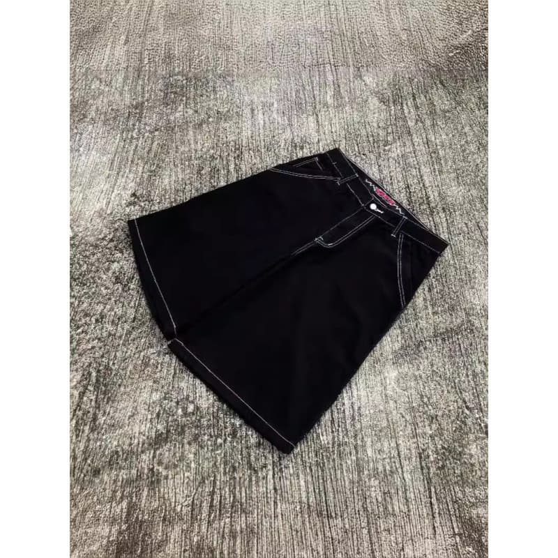 Retro Hip Hop Y2k skate Denim shorts Baggy Harajuku carta padrão rua shorts masculino algodão