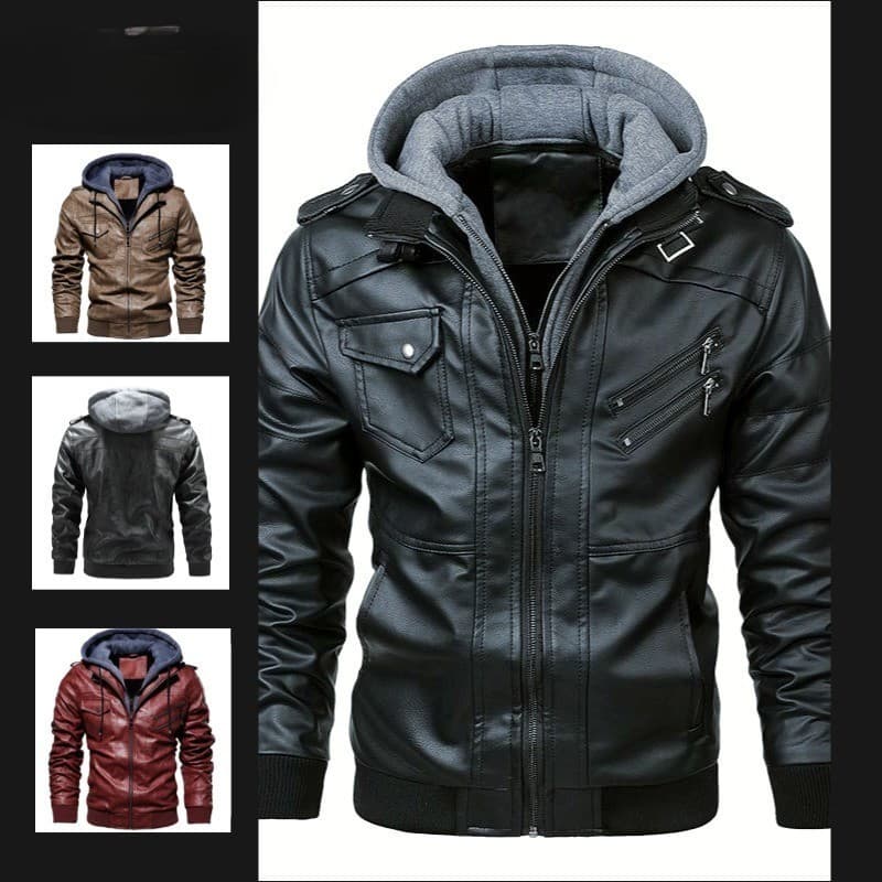 Wish Jaqueta De Couro Masculina Slim-fit Zipper PU Jaqueta Outono Jaqueta De Couro Masculina Preta
