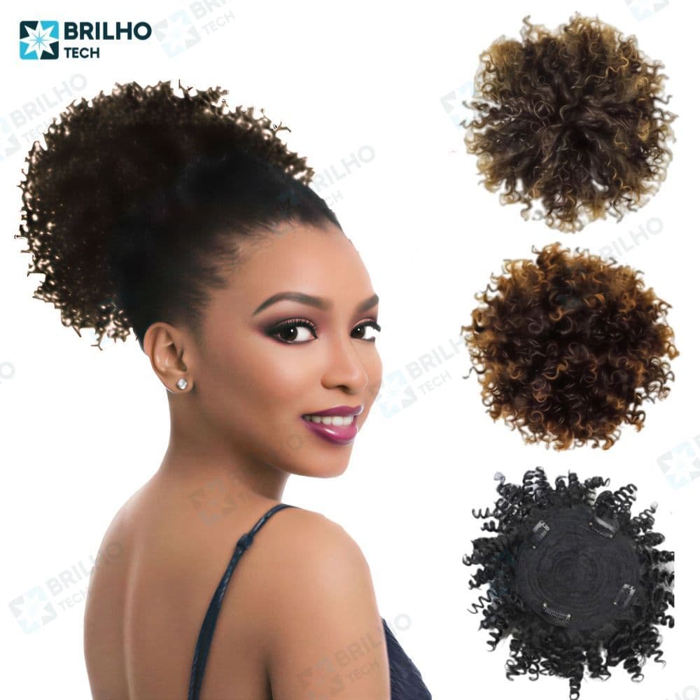 Coque De Cabelo Afro Puf Organico 100% - Afro Puff Cacheado Excelente Qualidade-BR