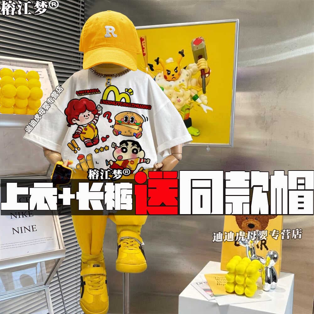 Crianças puro algodão Crayon Shin-Chan impresso topo camiseta verão meninos Shorts de manga curta roupas infantis dos de