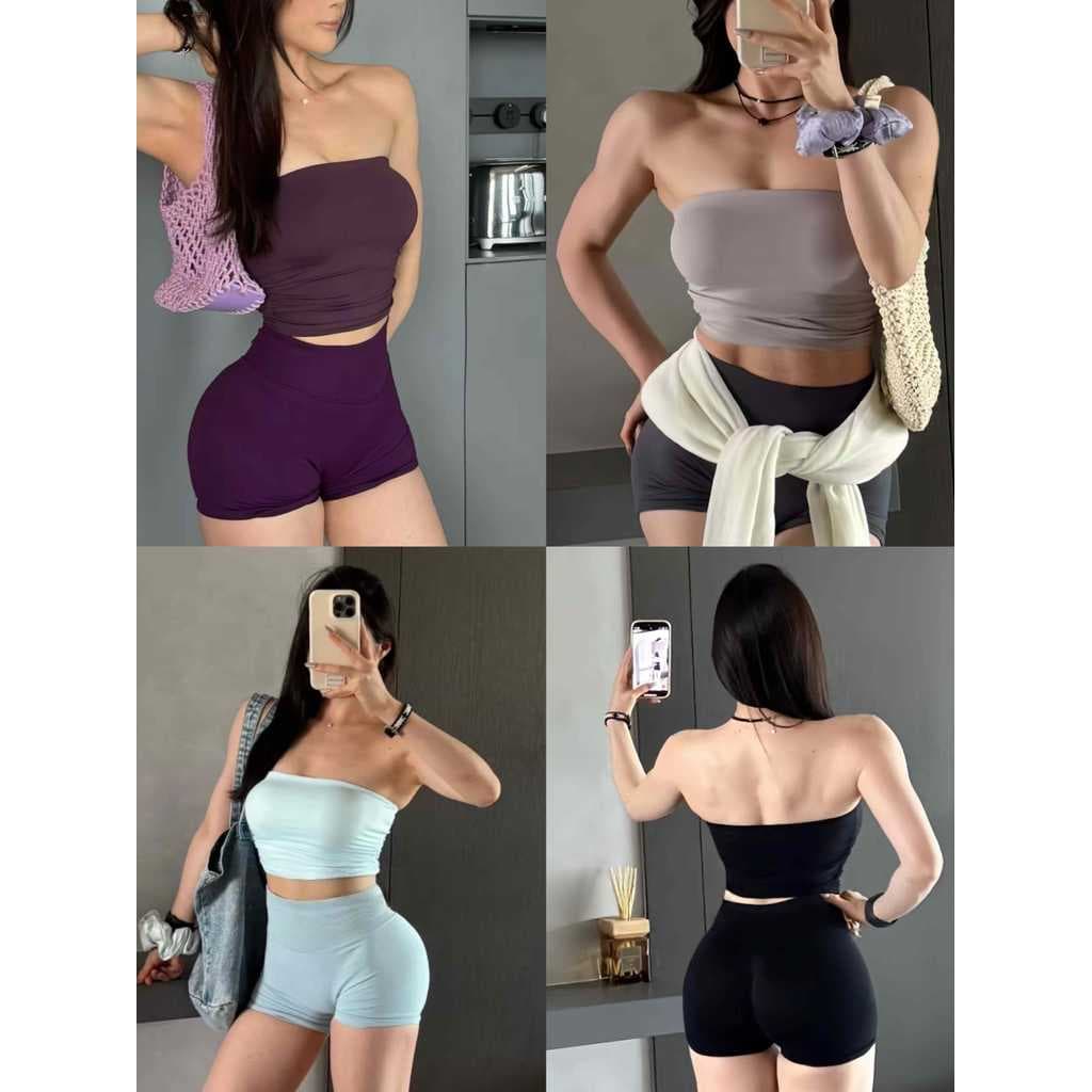 Roupa interior esportiva Nude anti-reflexo tubo superior antiderrapante fundo interno Fitness topo com almofada no peito