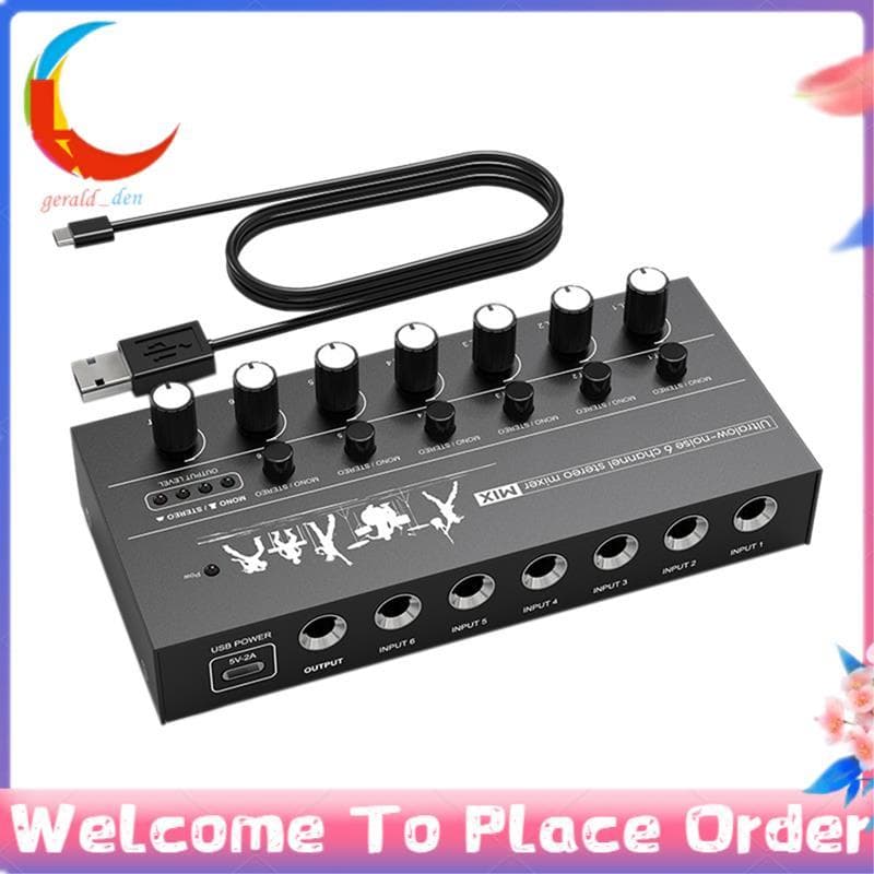 Mixer De Áudio Compacto De 6 Canais , Ruído Ultrabaixo , Estéreo De Alto Desempenho Para Guitarras , Teclados