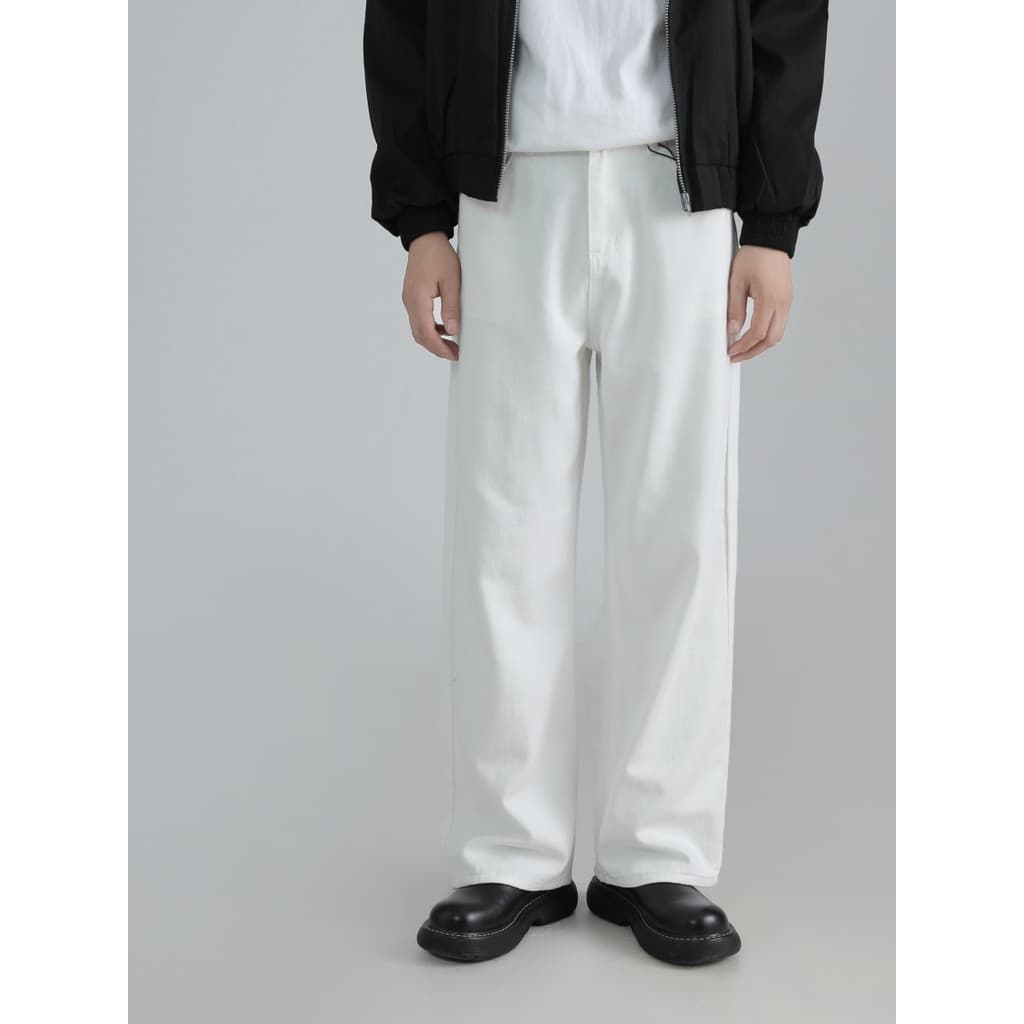 Americano novo estilo branco Jeans masculino em linha reta solto Casual calças compridas versão coreana na moda All-Matc