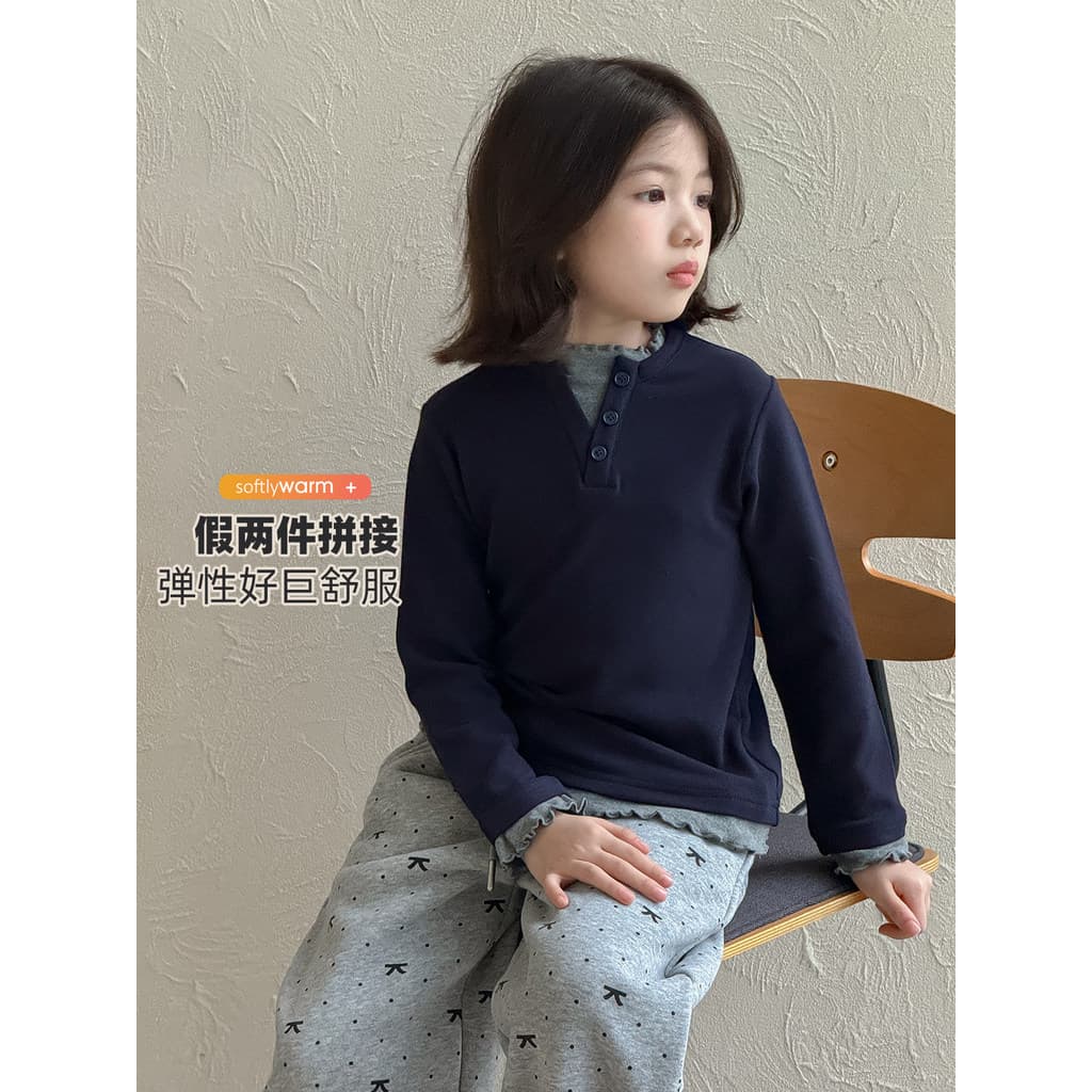 Camisa de fundo para meninas outono inverno 2025 novo estilo moda roupas infantis meninas falsas roupas de inverno de du