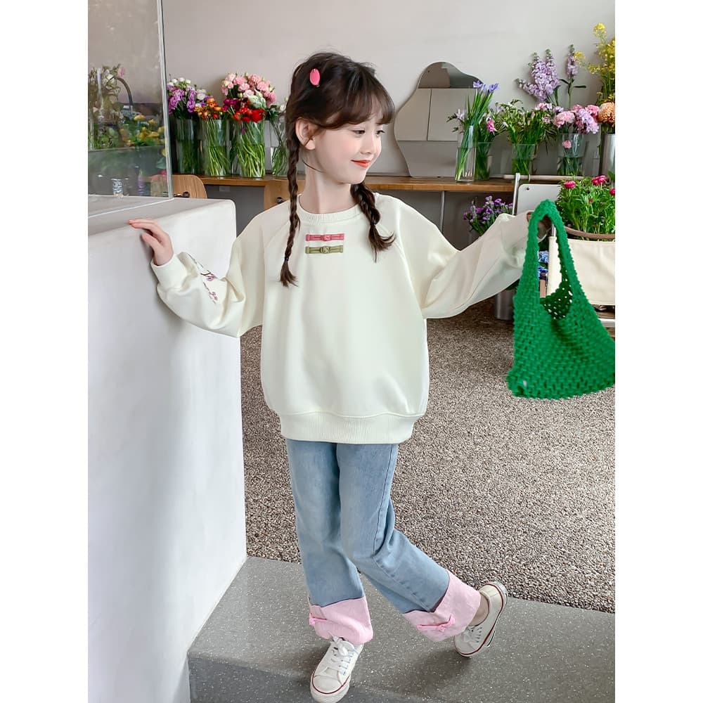Meninas estilo nacional moletom primavera outono 2026 novo estilo estilo estilo ocidental roupas infantis meninas outono