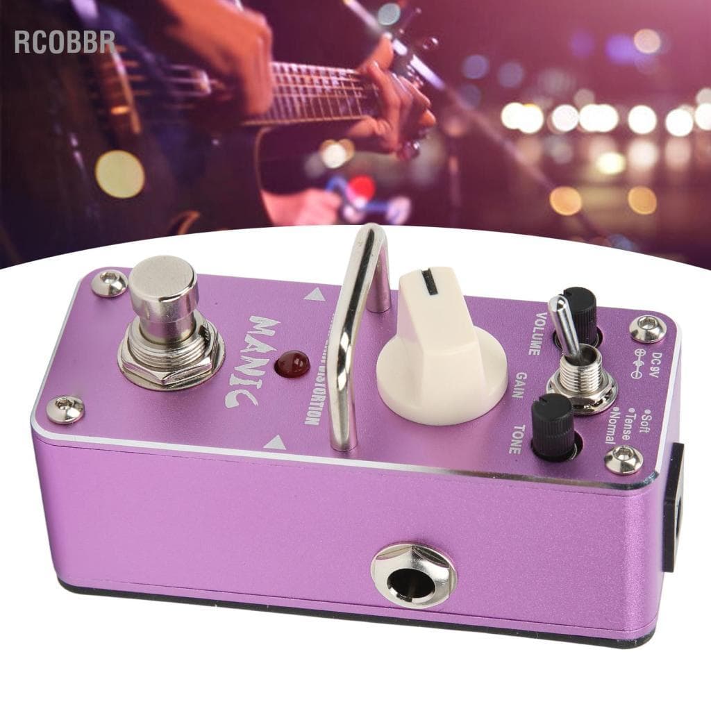 Rcobbr Pedal de efeito de guitarra de distorção de alto ganho com efeito de metal roxo True Bypass para design compacto