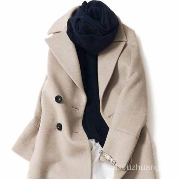 Estoque pronto 2023 outono inverno novo estilo casaco de lã japonês coreano temperamento moda casaco de lã solto.