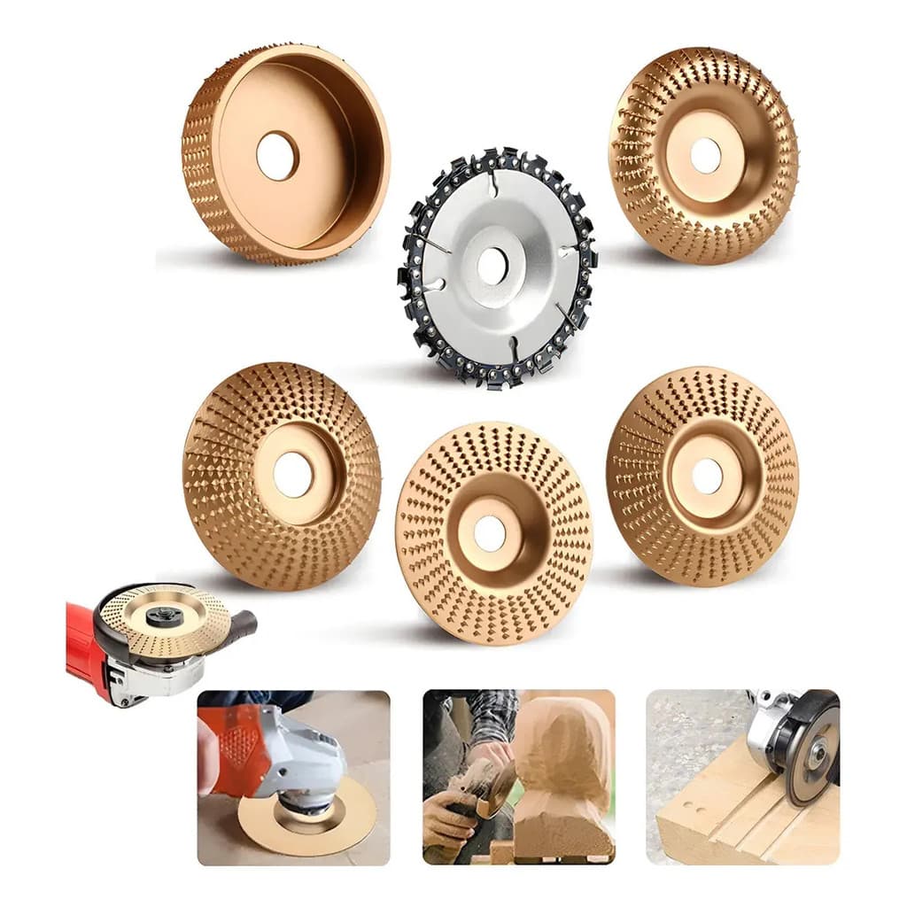 Kit of 6 Grinding and Cutting Discs for Wood, 100mm/75mm, for Angle Grinder