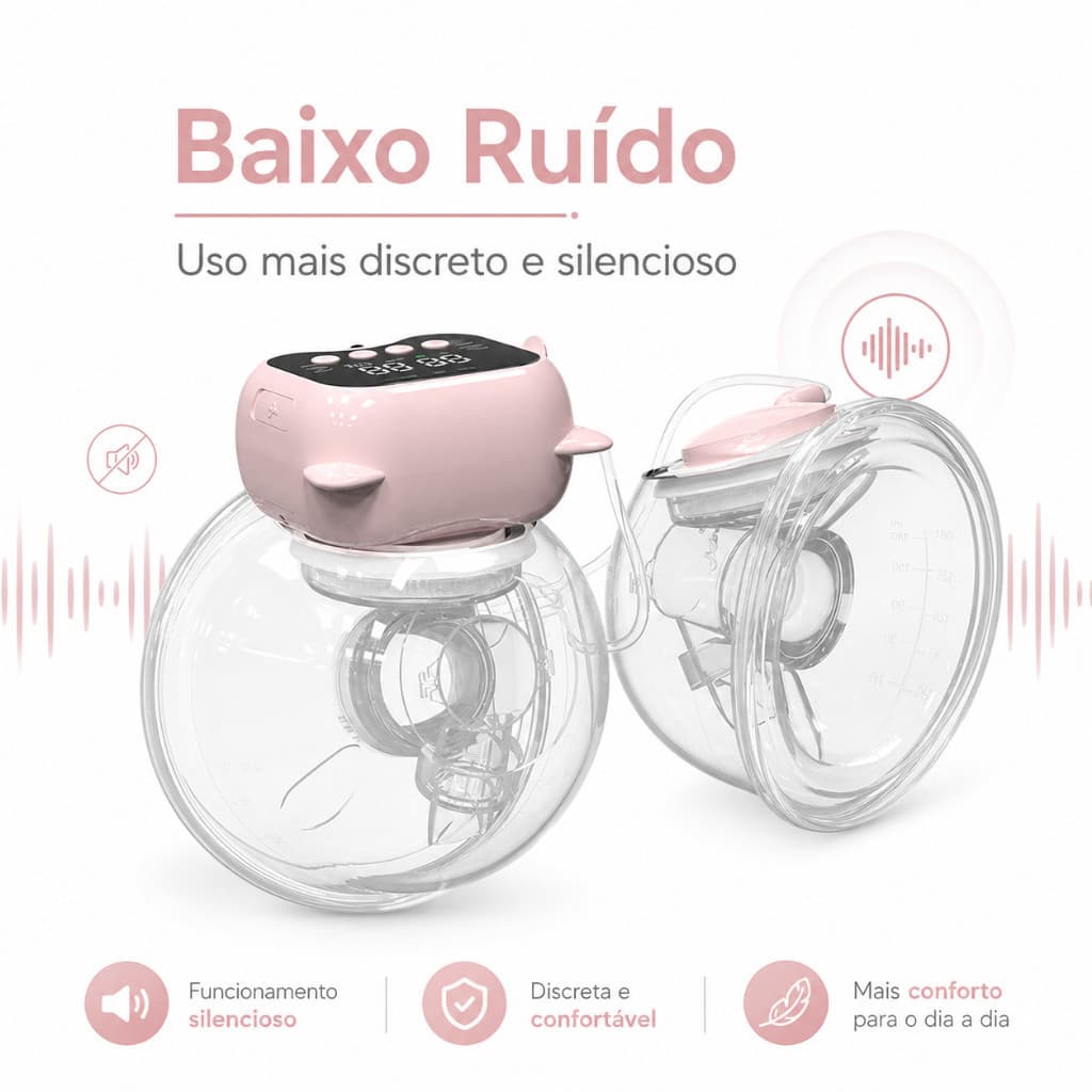 Bomba Tira Leite Elétrica Dupla Portátil Mãos Livres com LCD Extrator de Leite Materno