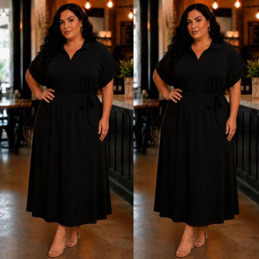 Vestido Plus Size Midi Feminino Kit Dois Chemise Com Faixa Gola V Moda Evangélica Casual Social
