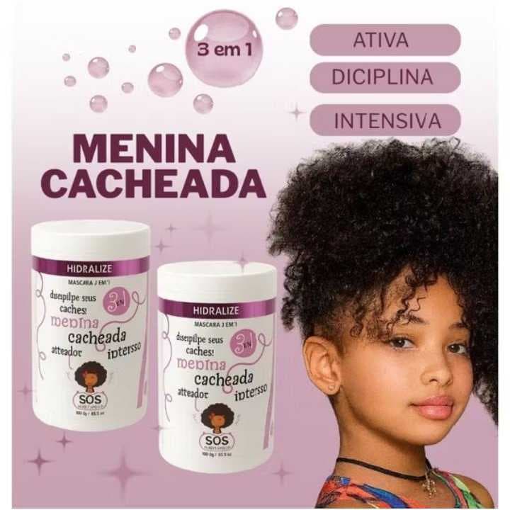 Kit 2 Creme para Pentear 3 Em 1 Menina Cacheada 1kg Hidralize Ativa Os Cachos