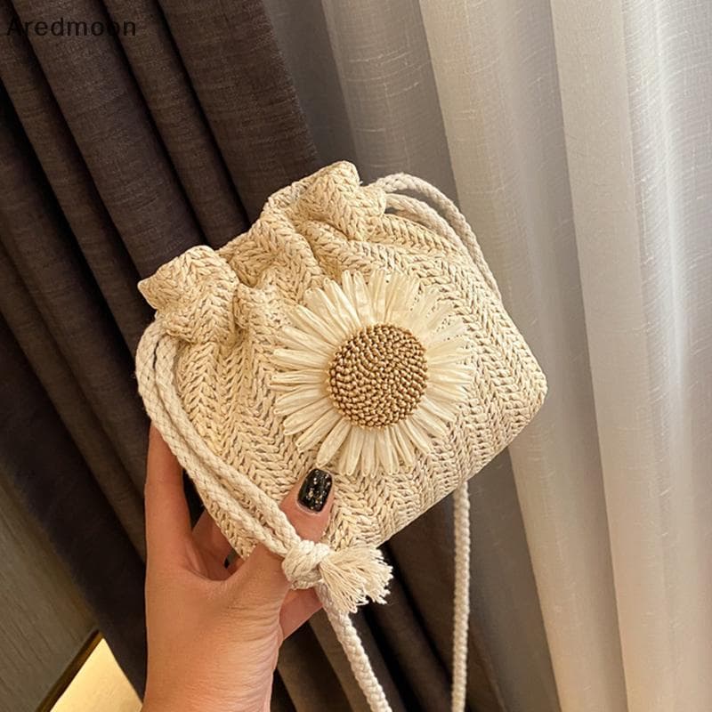 Palha Tecer Buet Sacos Rattan Feminino Verão Praia De Ombro Bolsas Casuais À Venda