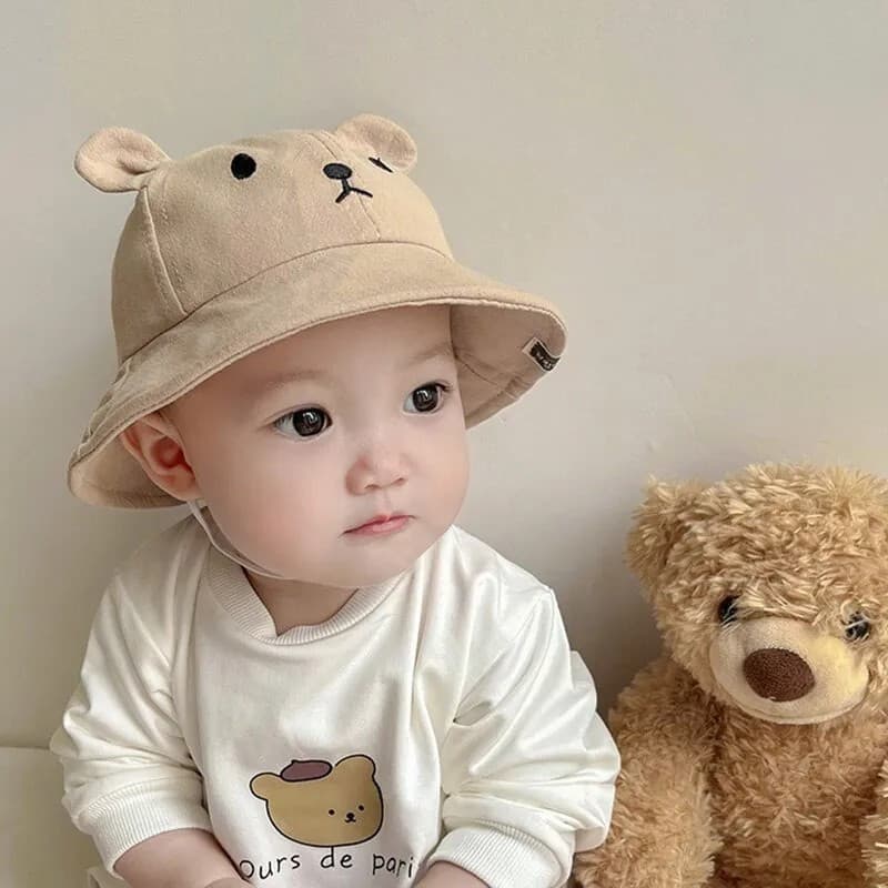 Bebê Balde Chapéu Infantil De Sol Da Criança Panamá Urso Aba Larga Pescador Bonés Crianças Primavera Verão Praia Safari