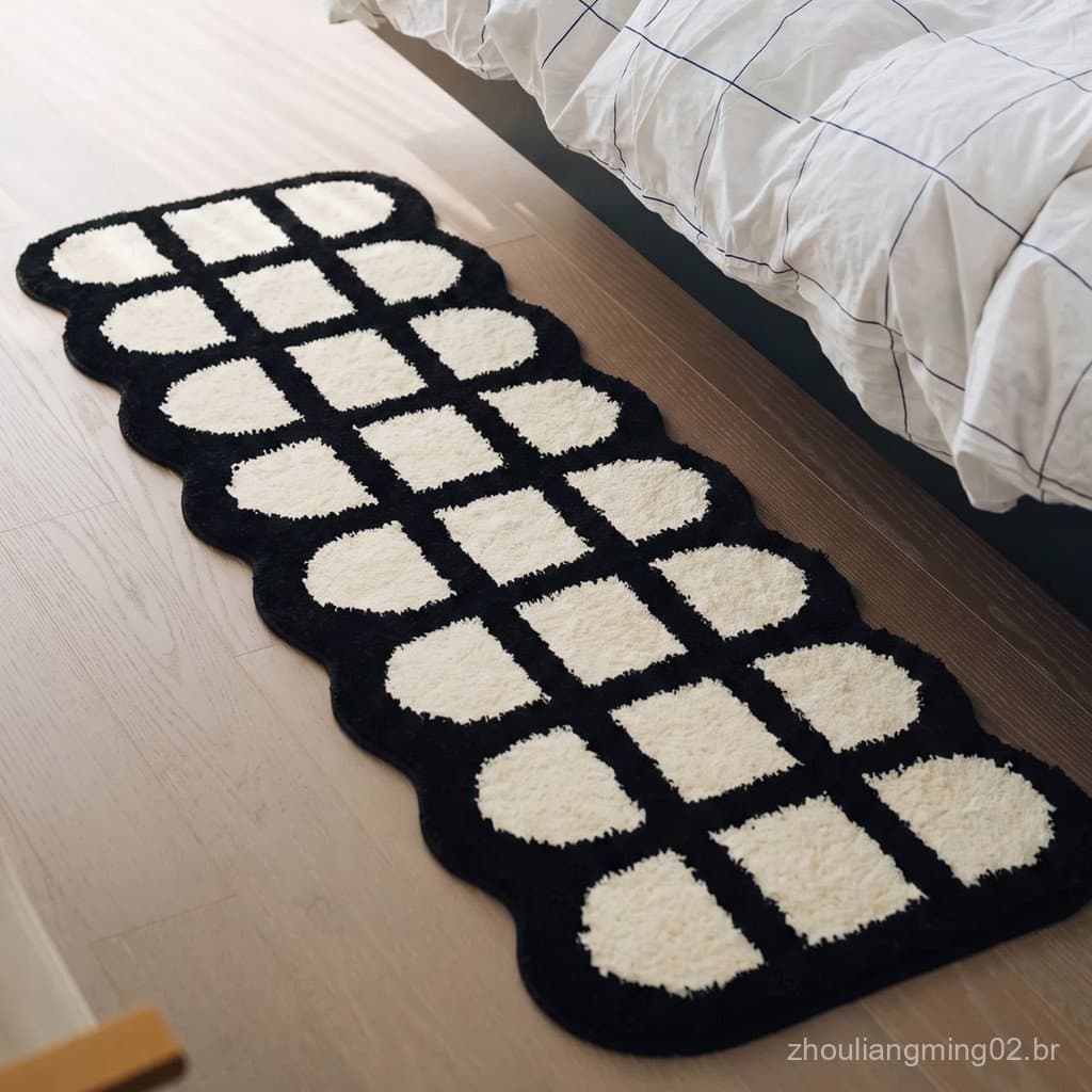Tapete longo e espesso para quarto estilo Ins, tapete para janela saliente, tapete para os pés do sofá da sala de estar,