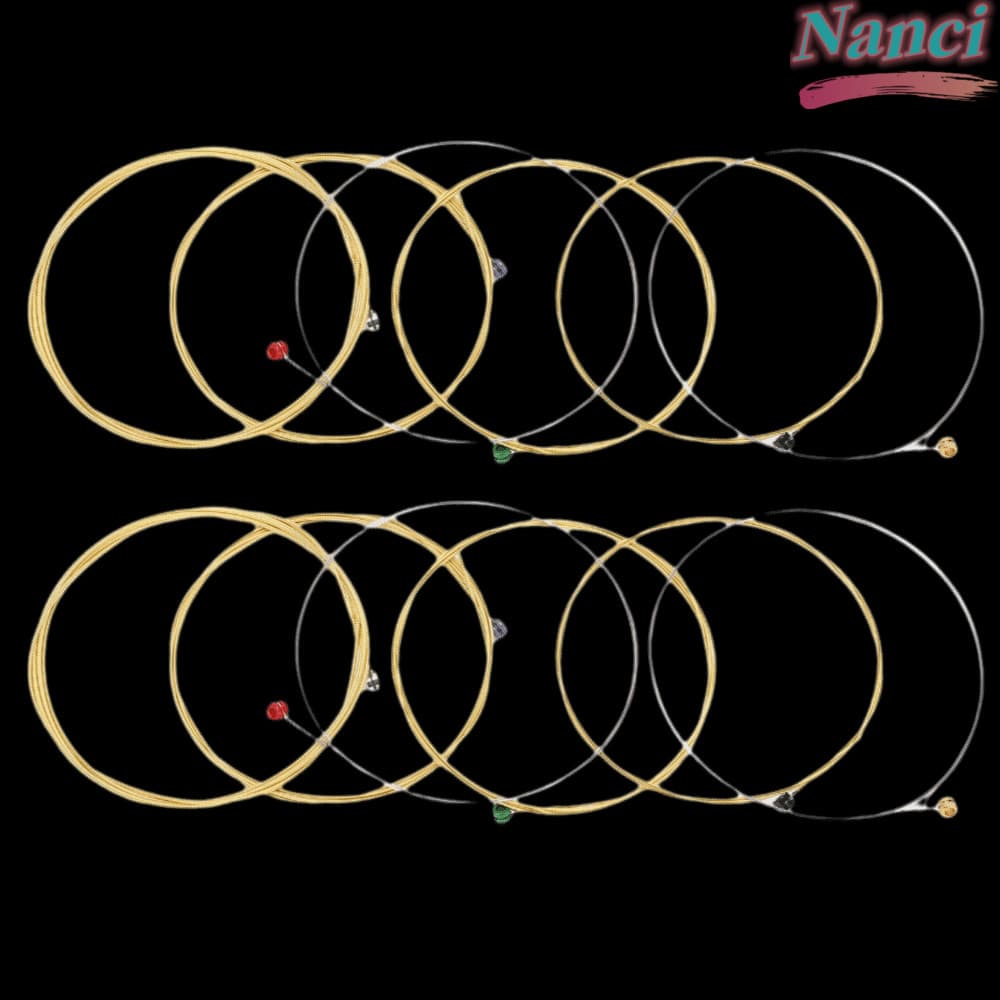 NANCI 2 Conjuntos De Cordas Para Violão , material De Latão , De Guitarra Douradas E Prateadas , Conjunto De 6 Acústicas