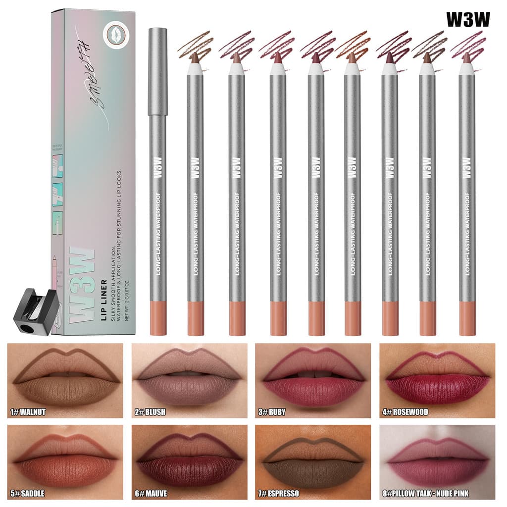 TKW3W Delineador labial à prova d'água Delineador labial não desbotado Delineador labial cortável de dupla utilização