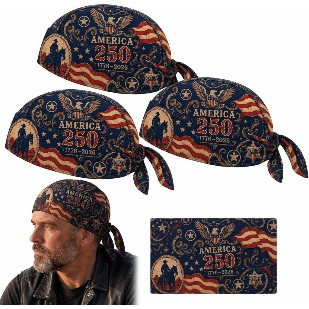 America 250 Chapéu de Ciclista Estilo Pirata/Turbante para Ciclistas, Faixa de Cabeça de Secagem Rápida, Boné de Ciclism