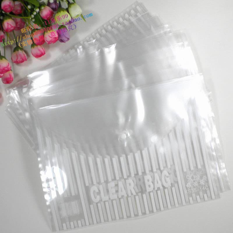 Saco de fivela saco de arquivo estilo botão saco de arquivo transparente A4 maleta botão saco 14C16C18C botão saco