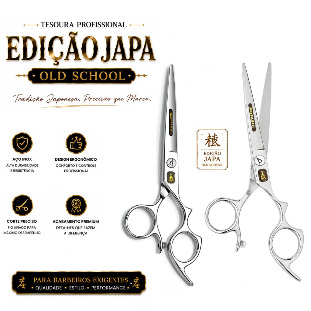 Tesoura Mofashi Fio Navalha Japa Old School Tesoura Fio Laser Tesoura de Corta Cabelo