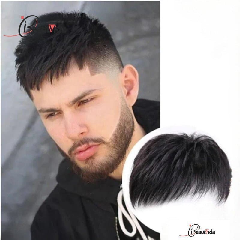 Peruca De Cabelo Humano Grosso Tipo , Remendo De Masculina Natural Respirável , Peças Para Testa De Calvície