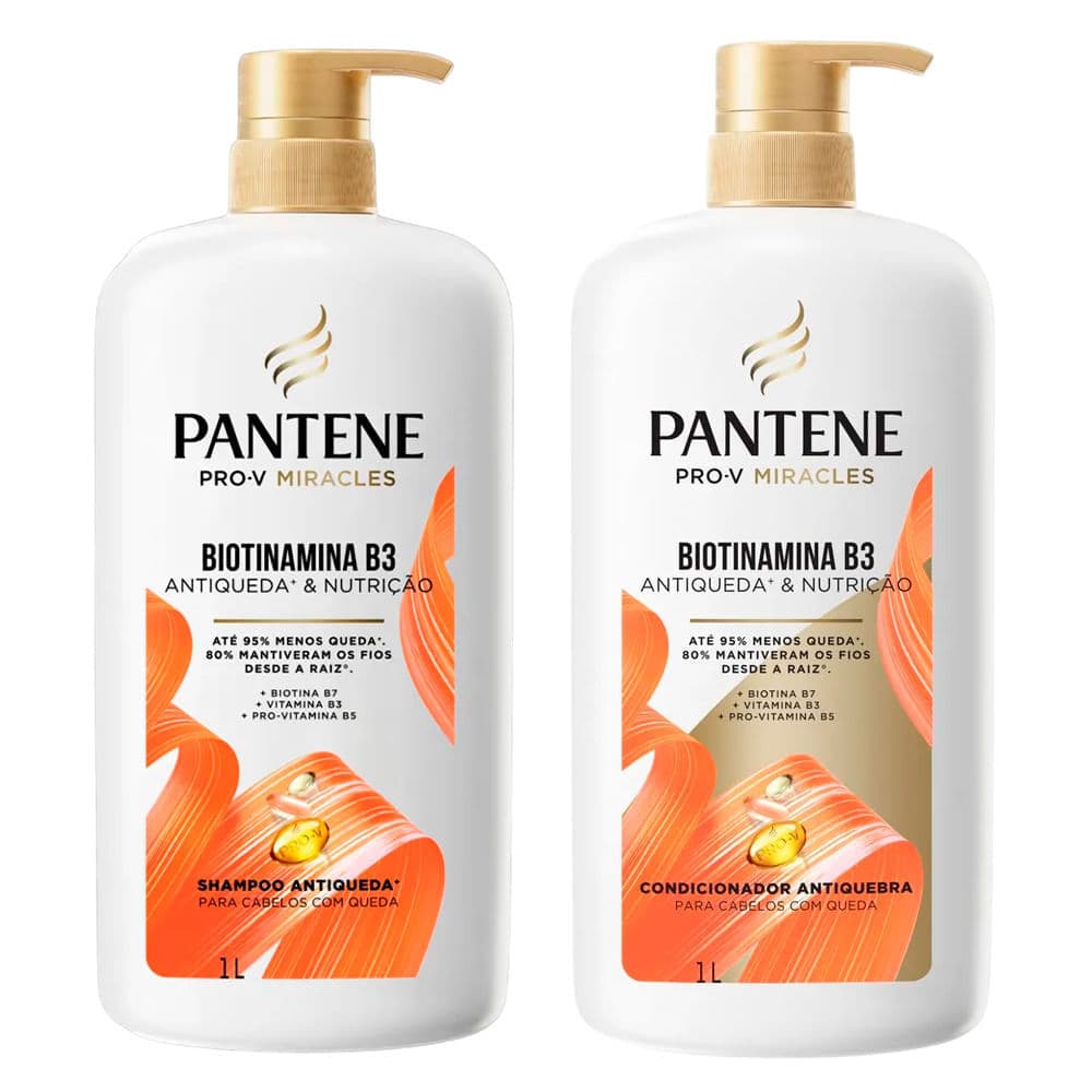 Kit Shampoo e Condicionador Pantene Pro-V Miracles Biotinamina B3 1 Litro
