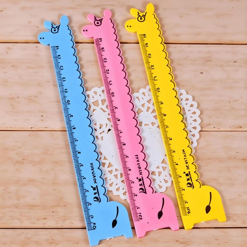 Régua de girafa de desenho animado, régua de plástico para estudantes, 15cm, desenho animado, material escolar, ferramen