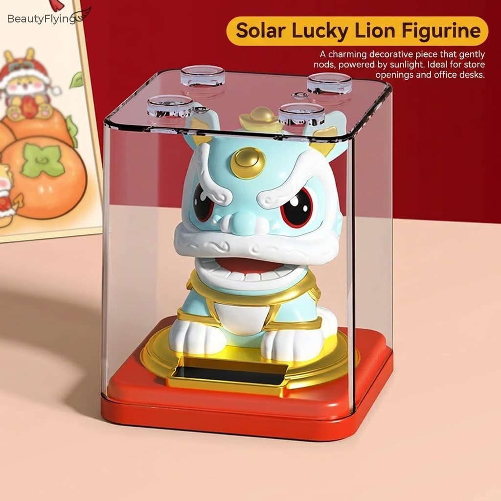 Estatueta De Dança De Leão Com Aceno Automático Movido A Energia Solar , Plástico ABS , Ornamento De Mesa , Presente De