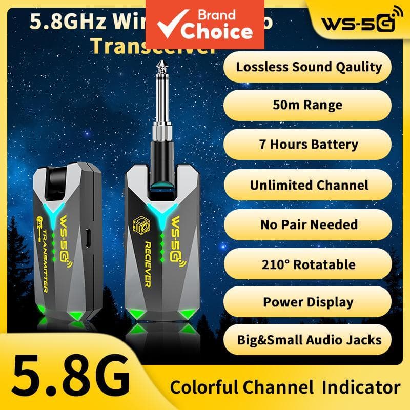 JAMJUM Sistema De Guitarra Sem Fio 5.8G Transmissor De Áudio Recarregável Receptor Tipo C Para Amplificador 3.5 6.35 Mm