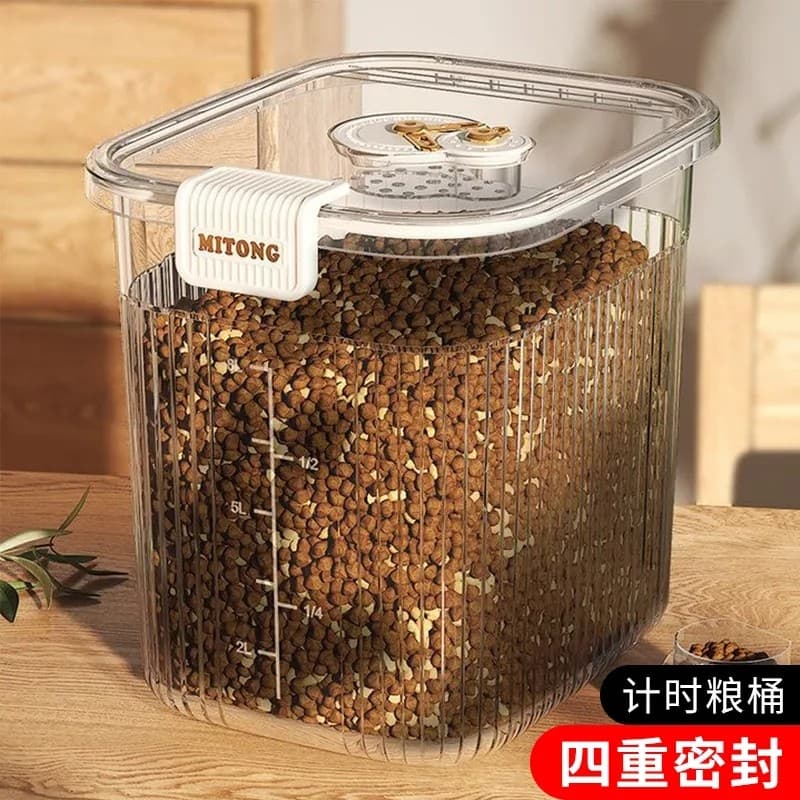 Balde de armazenamento de alimentos para gatos, 5kg, balde selado para comida de cachorro, armazenamento de alimentos a