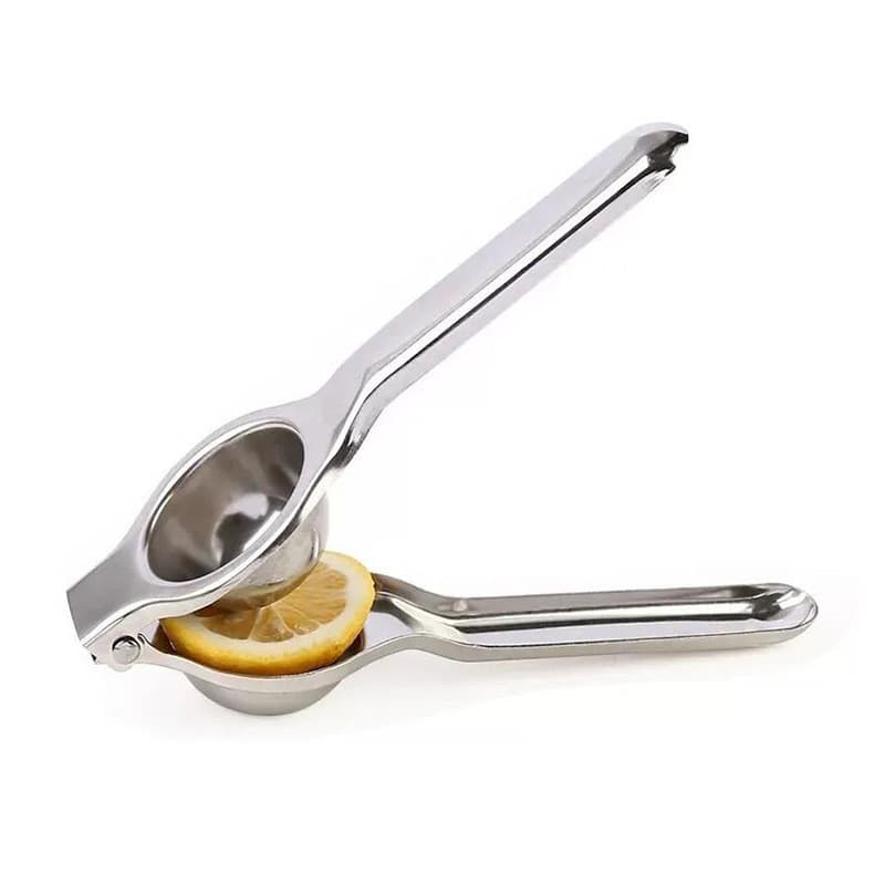 Extrator manual de suco de frutas com alça, projetado para uso doméstico.
