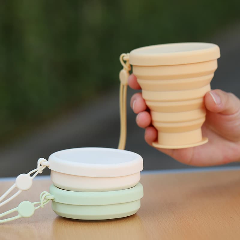 Copo de silicone para enxaguante bucal, portátil, para uso externo, camping, viagens, dobrável, retrátil, compressível,