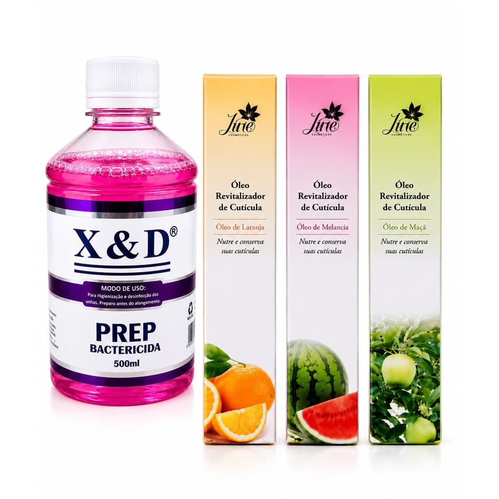 Kit Higienizador Prep 500ml + 3 Óleos Revitalizadores de Cutícula