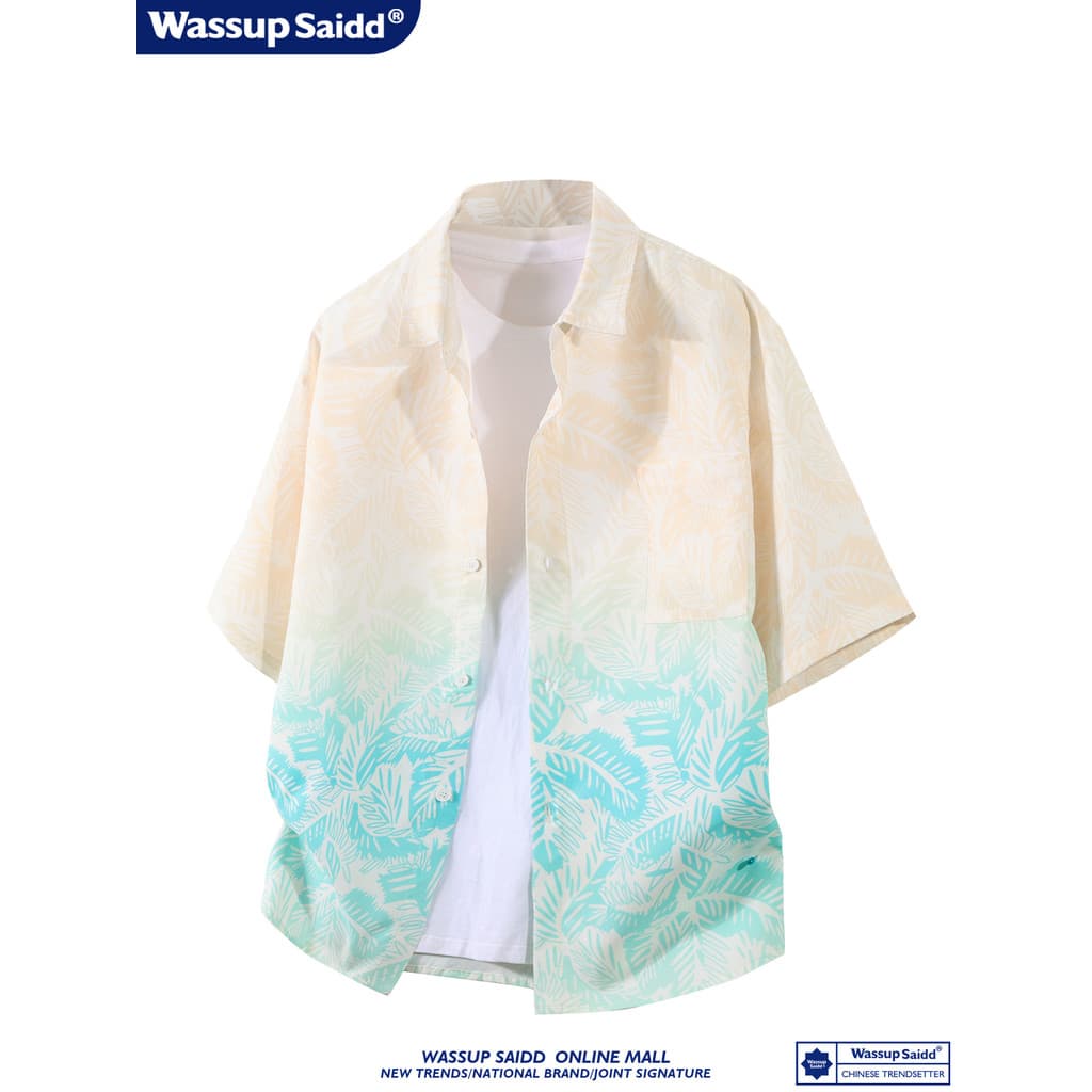 WASSUP SAID Camisa floral estilo ilha havaiana masculina manga curta verão estilo fino viagem camisa tamanho grande masc