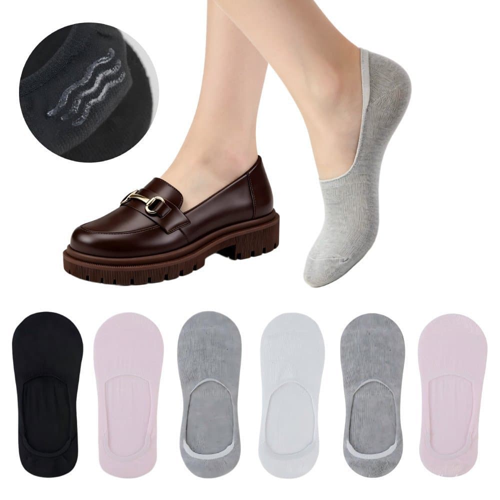 Kit 12 Pares Meia feminina Algodão Sapatilha Invisível Silicone Antiderrapante